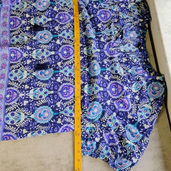 Talbots Pleated Sleeve Top Womens XL Floret Medallion Tassels‎ Paisley Bohemian - Picture 10 of 11